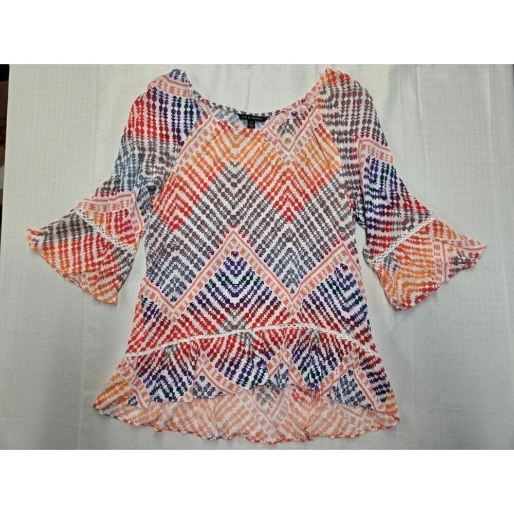 Zac & Rachel Aztec Print Blouse Womens Large